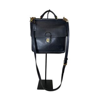 Coach Authentic Vintage Black Leather Willis Crossbody Bag Purse‎ Style J5C 9927